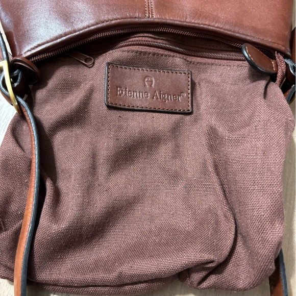 Vintage Etienne Aigner Brown and Cream Checkered Shoulder Bag strap 25” - Picture 2 of 10